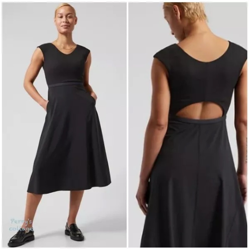 Athleta Ryder Dress, Size M Petite, Black